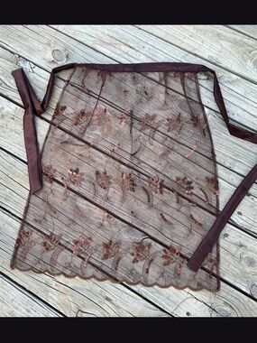 Sheer Brown Embroidered Sequined Apron